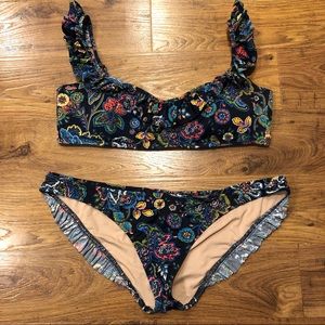 J. Crew Paisley Ruffle Swimsuit